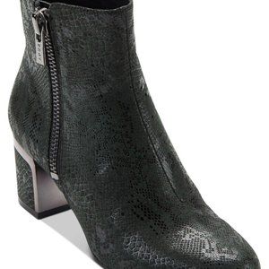 DKNY Women's Green & Black Snake Print Crosbi Block Heel Ankle Booties_ 6M